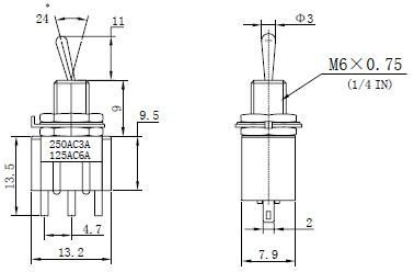Switch toggle SPDT M103 (ON-OFF-ON) mini