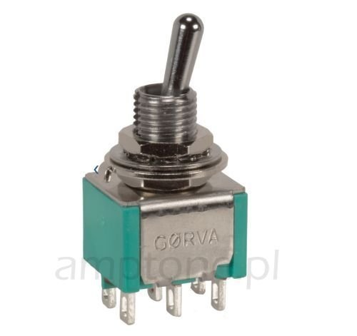 Switch DPDT 3 position, mini GORVA, short