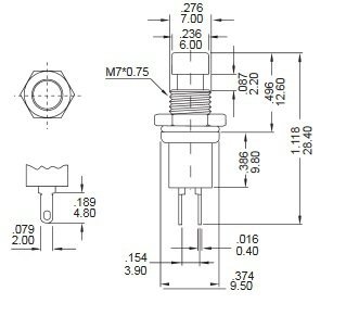 Push Button Switch R18 red NO Momentary