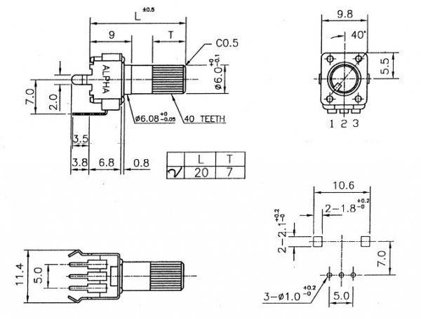 Alpha 9mm plastic - 10k/C reverse log