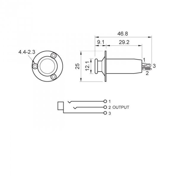 Jack 6,3mm stereo end pin