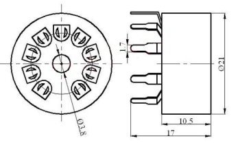 Socket  9 Pin Gold PCB type3