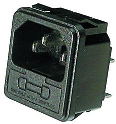 IEC power socket + fuse holder push-on