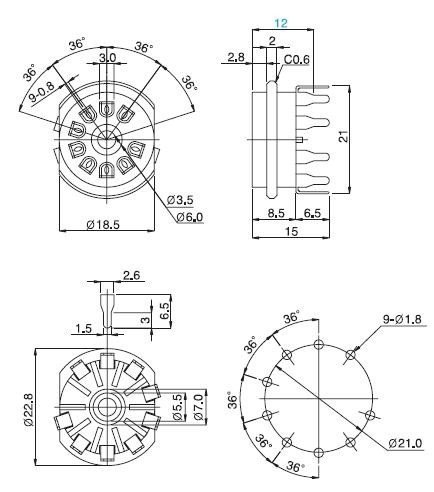 Socket 9 Pin PCB Micalex