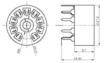 Socket 9 Pin Gold PCB type1