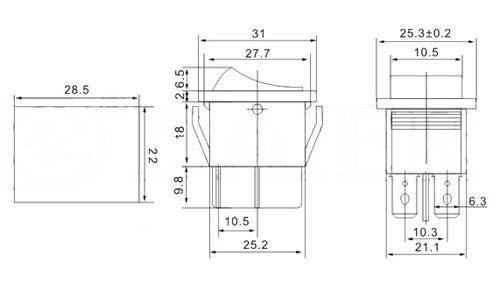 Switch KCD rocker DPST(ON-OFF)