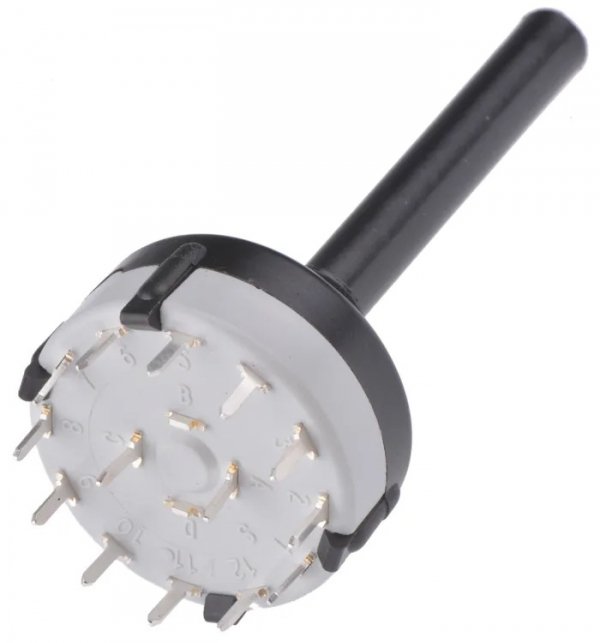 Przełącznik obrotowy 6 pozycji 2 obwody 24mm Lorlin