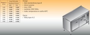 Stół roboczy z ogrzewaną szafką lo 125 1700/700
