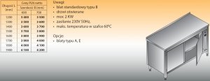 Stół roboczy z ogrzewaną szafką lo 124 1500/700
