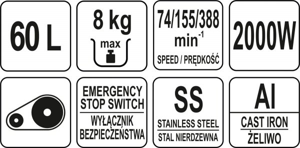 MIKSER PLANETARNY 60L, 3-PRĘDKOŚCI, 2000 W