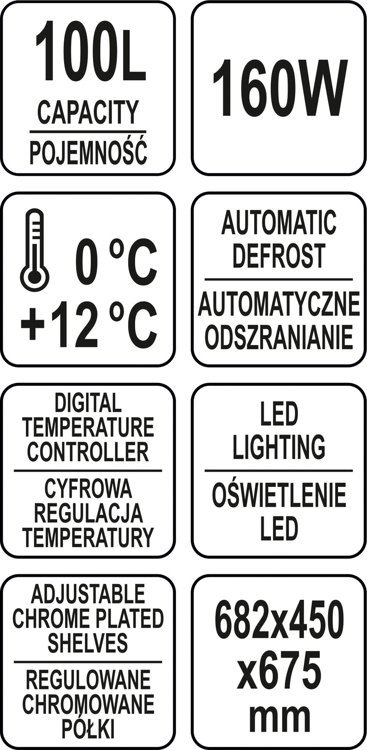 WITRYNA CHŁODNICZA 100L 68x45x67 CZARNA