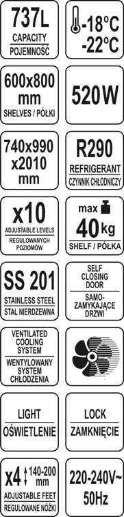 SZAFA MROŹNICZA NA KUWETY DO LODÓW 737L
