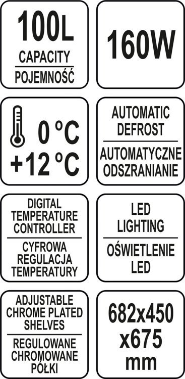 WITRYNA CHŁODNICZA 100L 68x45x67 SREBRNA
