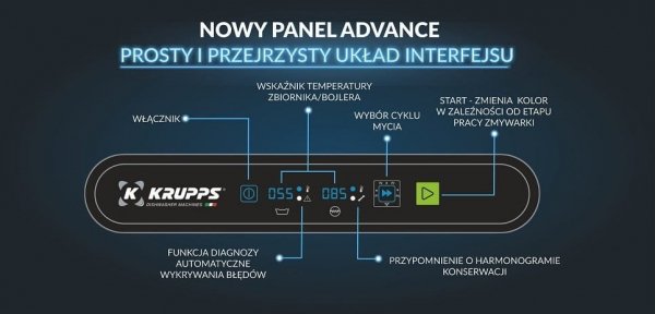 Zmywarka do szkła i talerzy | kosz 500x500 | opcja systemu podwójnych koszy | 230V | KRUPPS ADVANCE LINE C537E | panel elektroniczny Advance