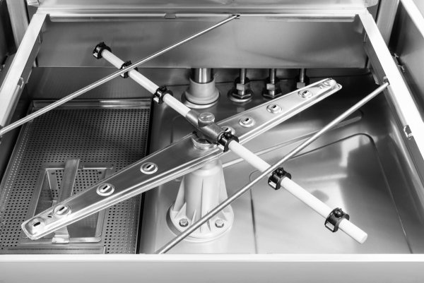 Zmywarka kapturowa RQ1000 B DD | 500x500 | sterowanie elektromechaniczne | pompa spustowa | 675x675x1440 mm | 11,1 kW