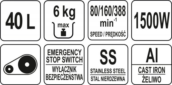 MIKSER PLANETARNY 40L, 3-PRĘDKOŚCI, 1500 W