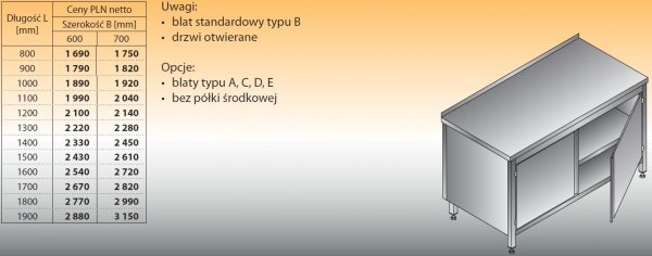 Stół roboczy z szafką lo 122 1900/700