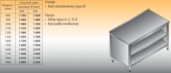 Stół roboczy z szafką otwartą lo 114 1200/700