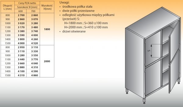 Szafa lo 506 - 800x600x2000