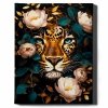 Malowanie Po Numerach Czarne Płótno Zestaw Leopard i Piwonie 40x50