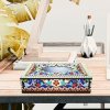 Haft Diamentowy Ozdobne Pudełko Szkatułka Lusterko - Błękitny Ornament