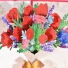 Kartka Pocztowa Okolicznościowa 3D Pop-up Kwiaty - Bukiet Czerwonych Róż