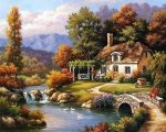 Haft Diamentowy Sielski Krajobraz 60x75 cm