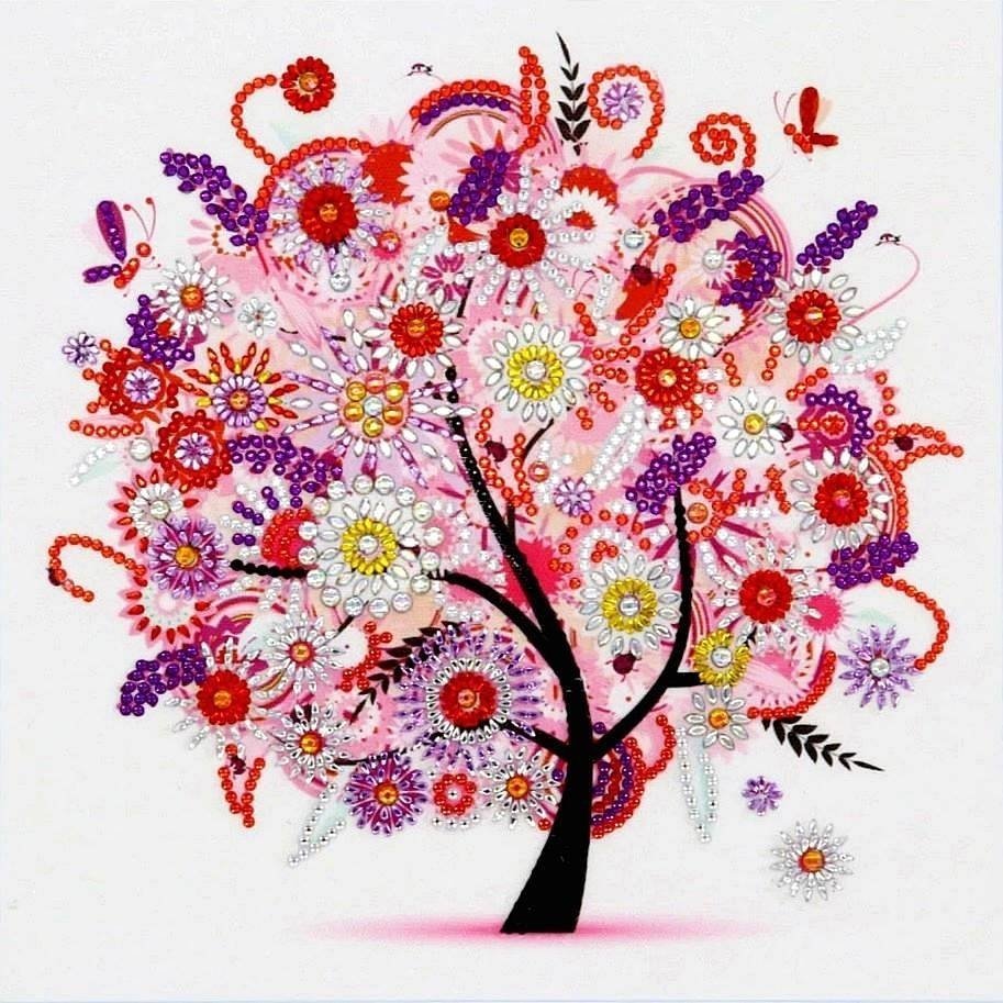 Haft Diamentowy Zestaw 4 sztuki Drzewka Cztery Pory Roku 30x30 cm