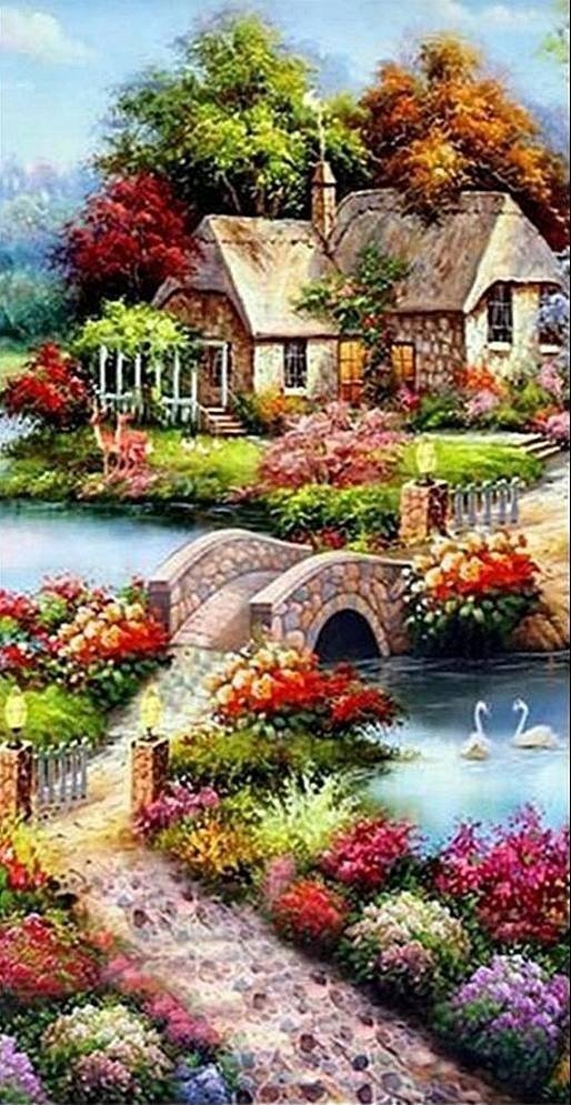 Haft Diamentowy Sielski Odpoczynek 45x85 cm