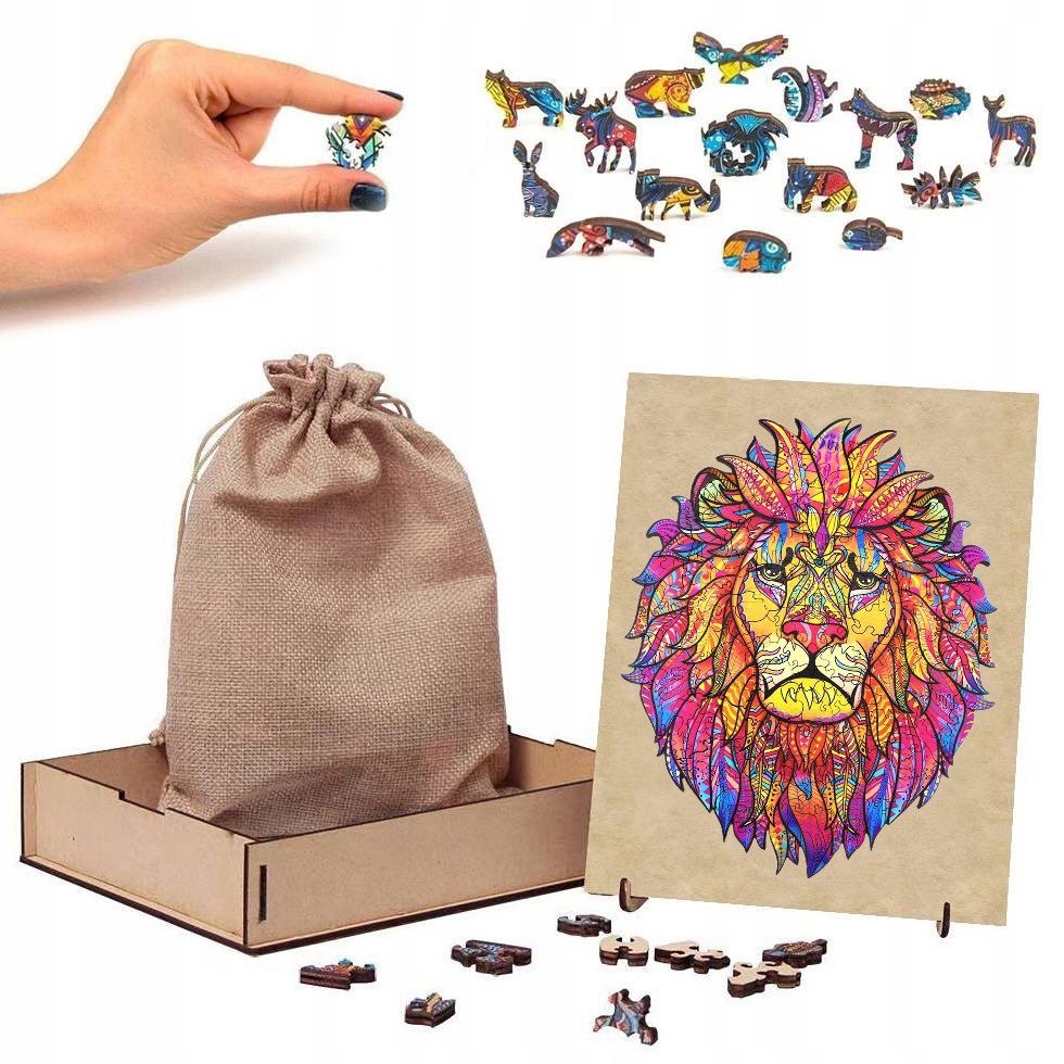 Puzzle Drewniane Groźny Lew A5