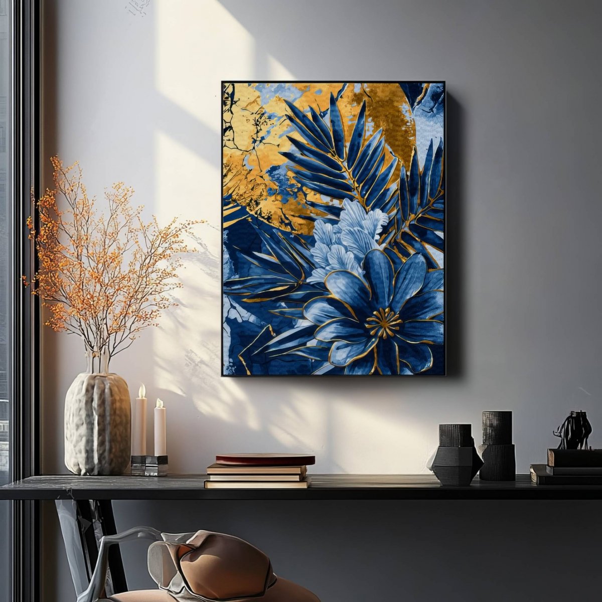 Malowanie Po Numerach Zestaw Kwiaty Nocy 40x50 Złota Farba