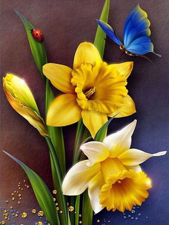 Haft Diamentowy Słoneczne Żonkile 35x45 cm