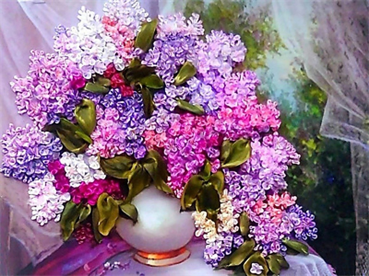 Haft Diamentowy Wiosenne Bzy 40x50