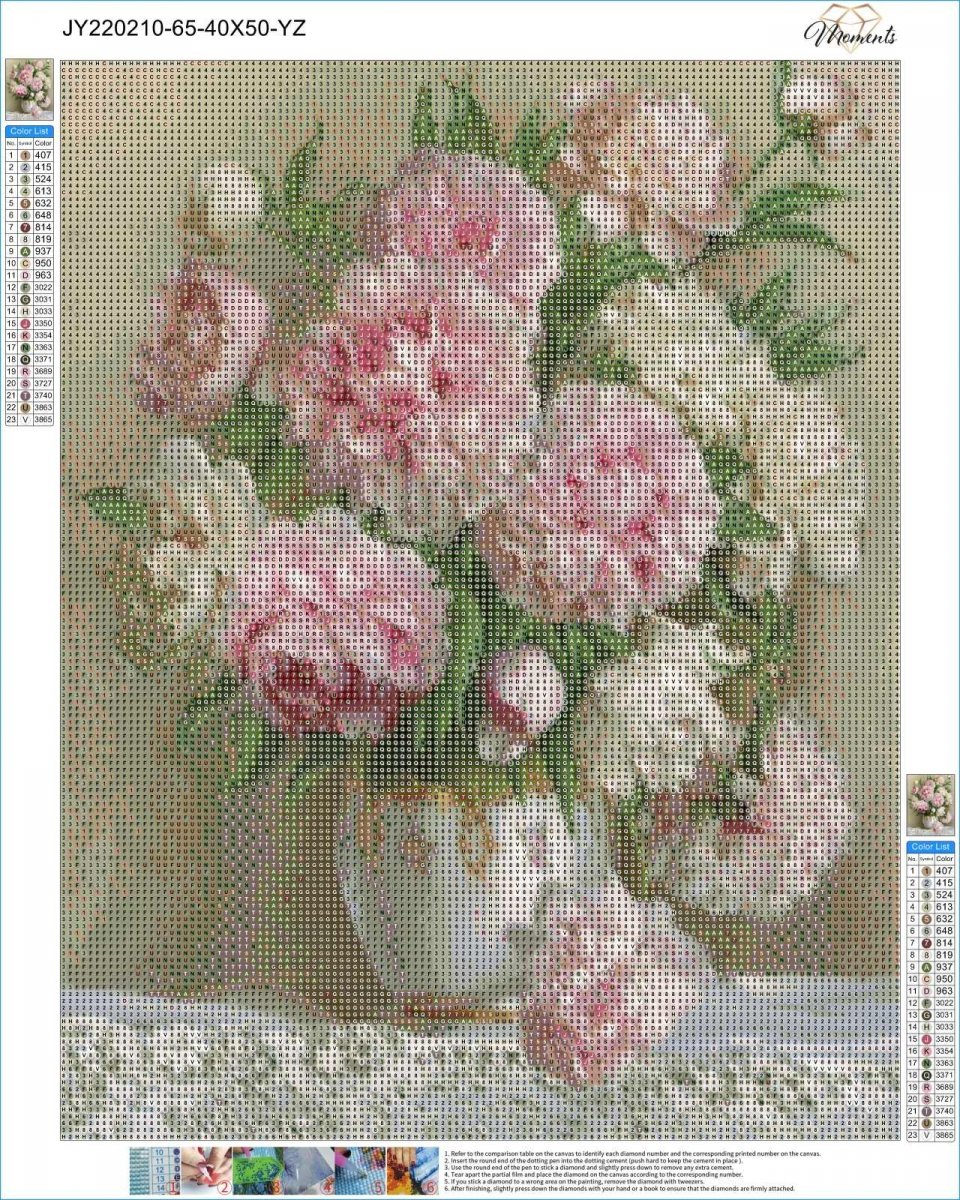 Haft Diamentowy Delikatny Róż 40x50