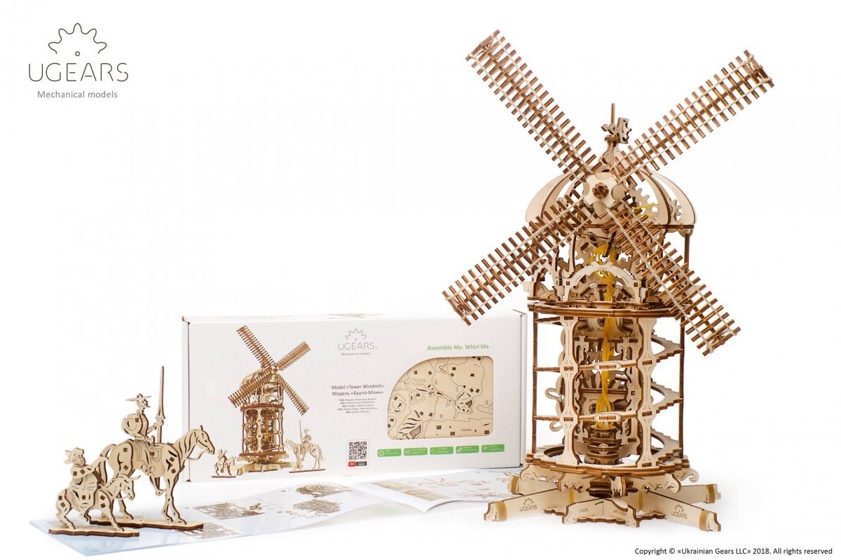 Puzzle 3D Drewniane Wieża-Młyn Wiatrakowy uGEARS