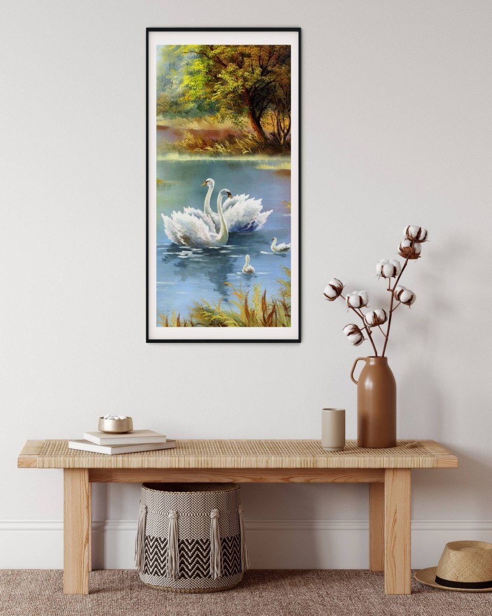 Haft Diamentowy Łabędzia rodzina 45x85 cm
