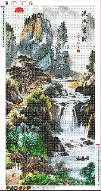 Haft Diamentowy Górski Wodospad 45x85 cm
