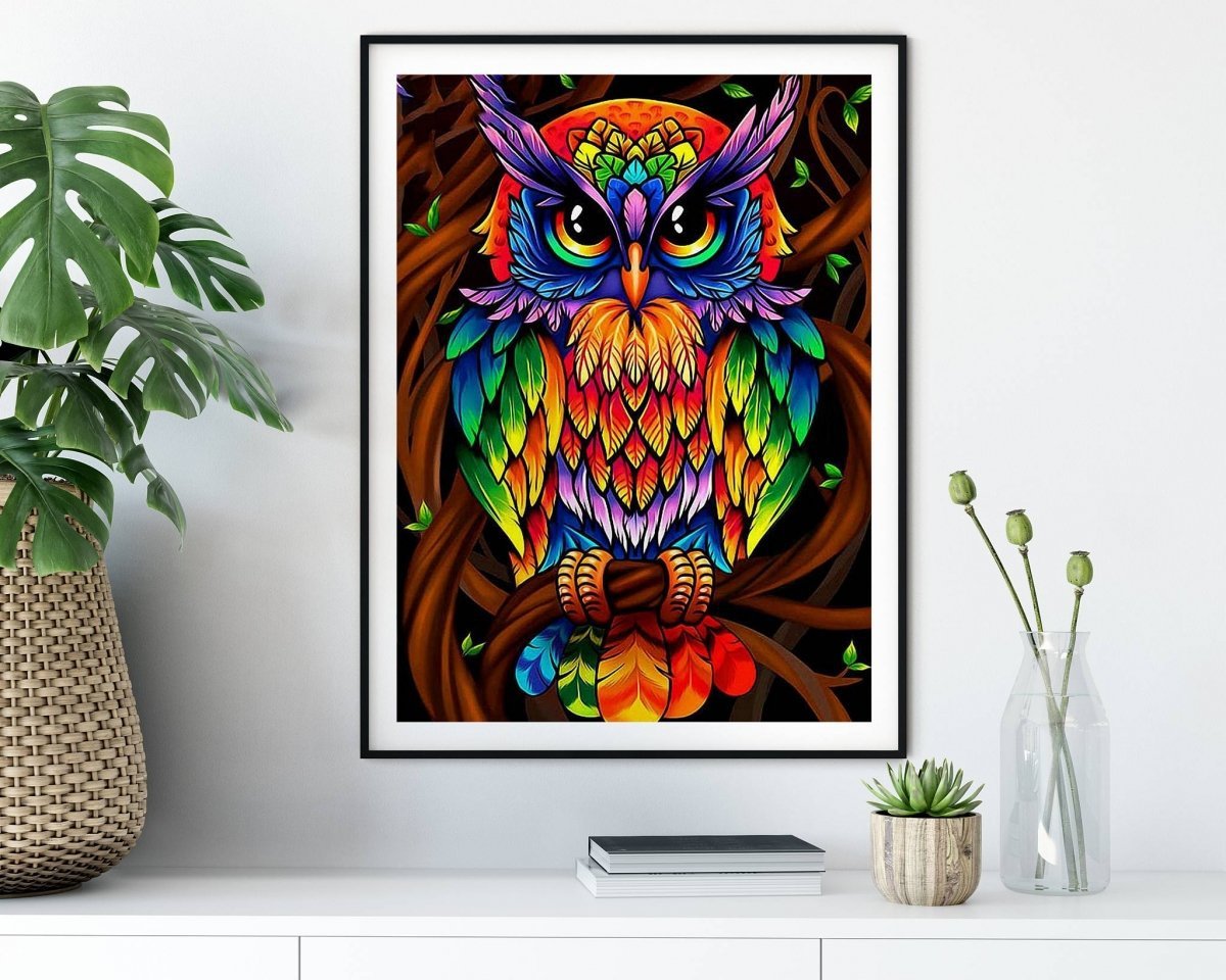 Haft Diamentowy Niebieska Sowa 2 40x50 cm
