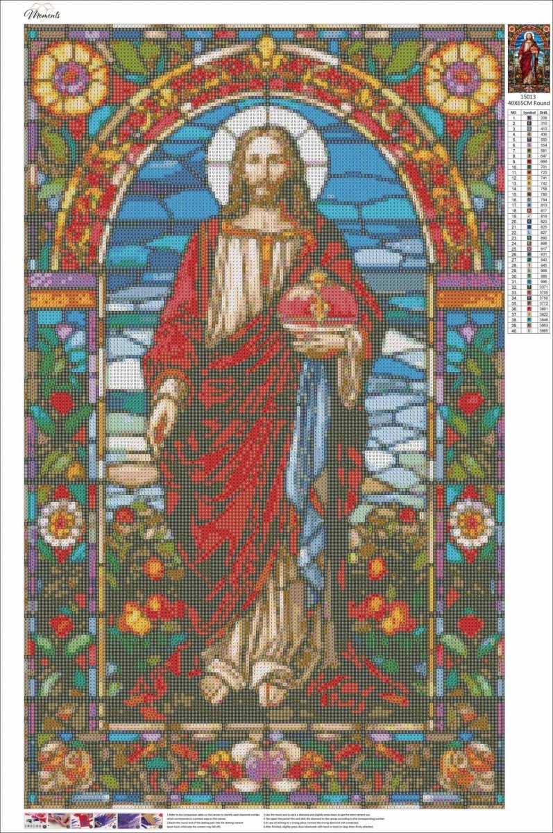 Haft Diamentowy Jezus - Witraż Zbawiciela 45x70 cm