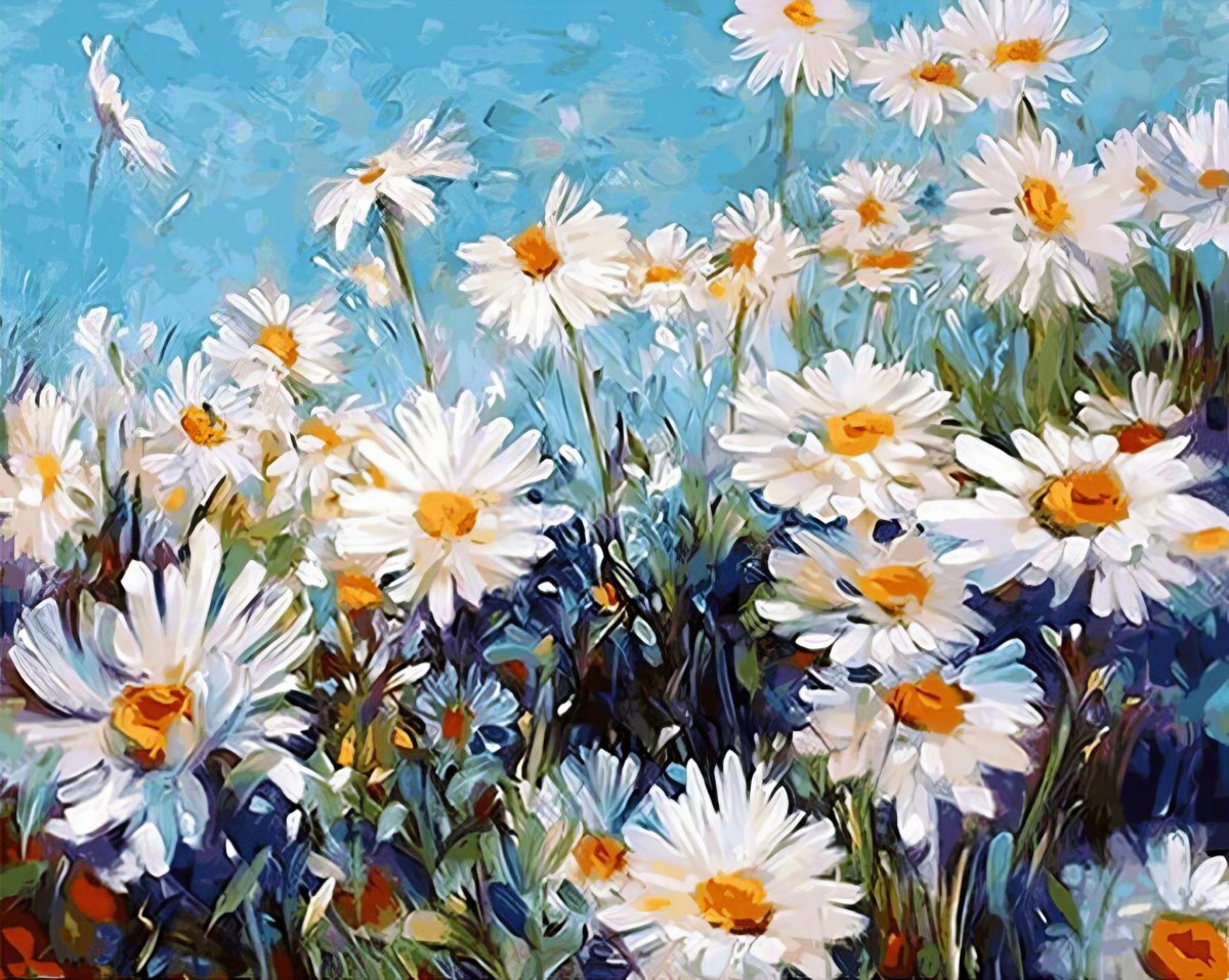 Haft Diamentowy Łąka Stokrotek 30x40 cm