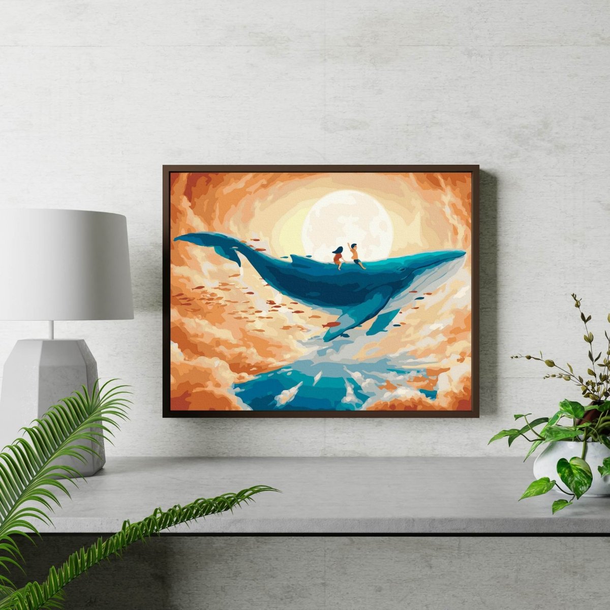 Malowanie Po Numerach Zestaw Wieloryb w Chmurach 40x50