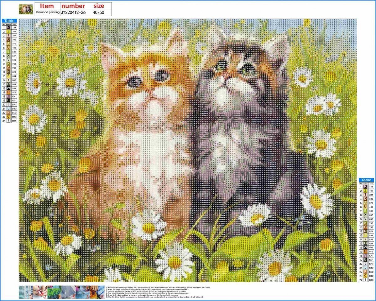 Haft Diamentowy Wiosenne Kotki 40x50