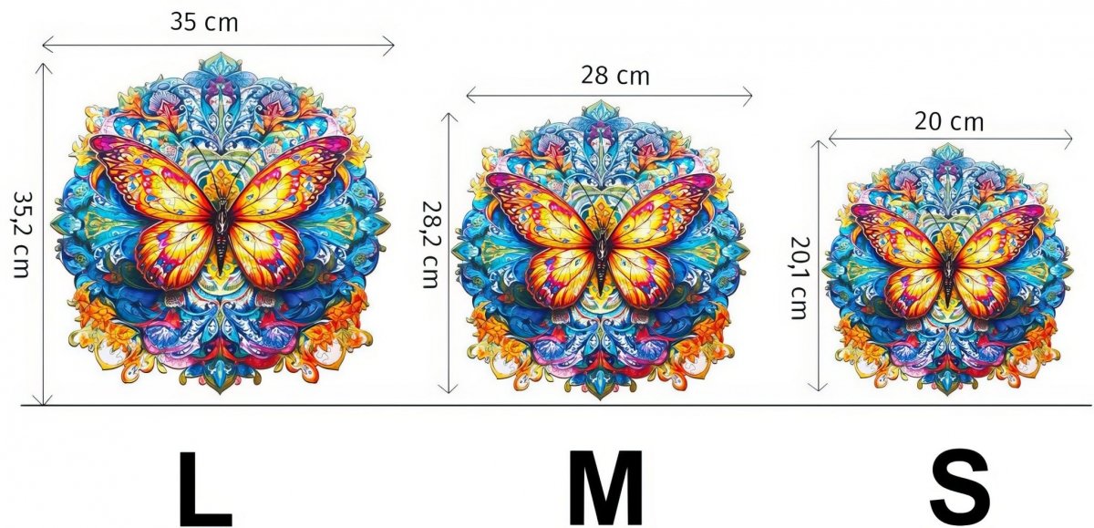 Puzzle Drewniane Mandala Motyli M