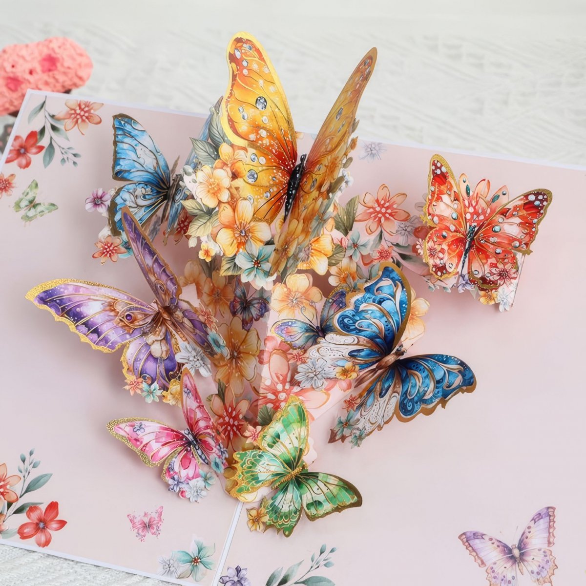 Kartka Pocztowa Okolicznościowa 3D Pop-up Kolorowe Skrzydła