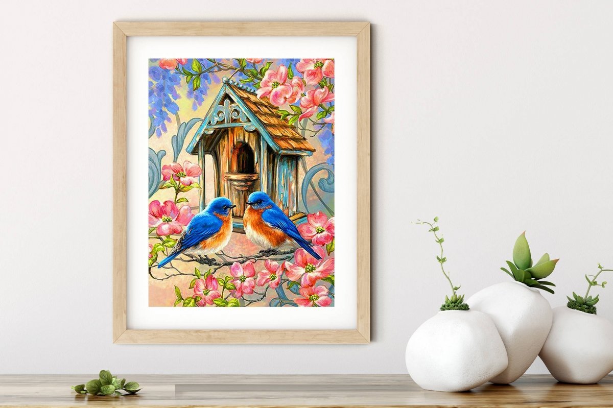 Haft Diamentowy Niebieskie Modraszki 30x40 cm