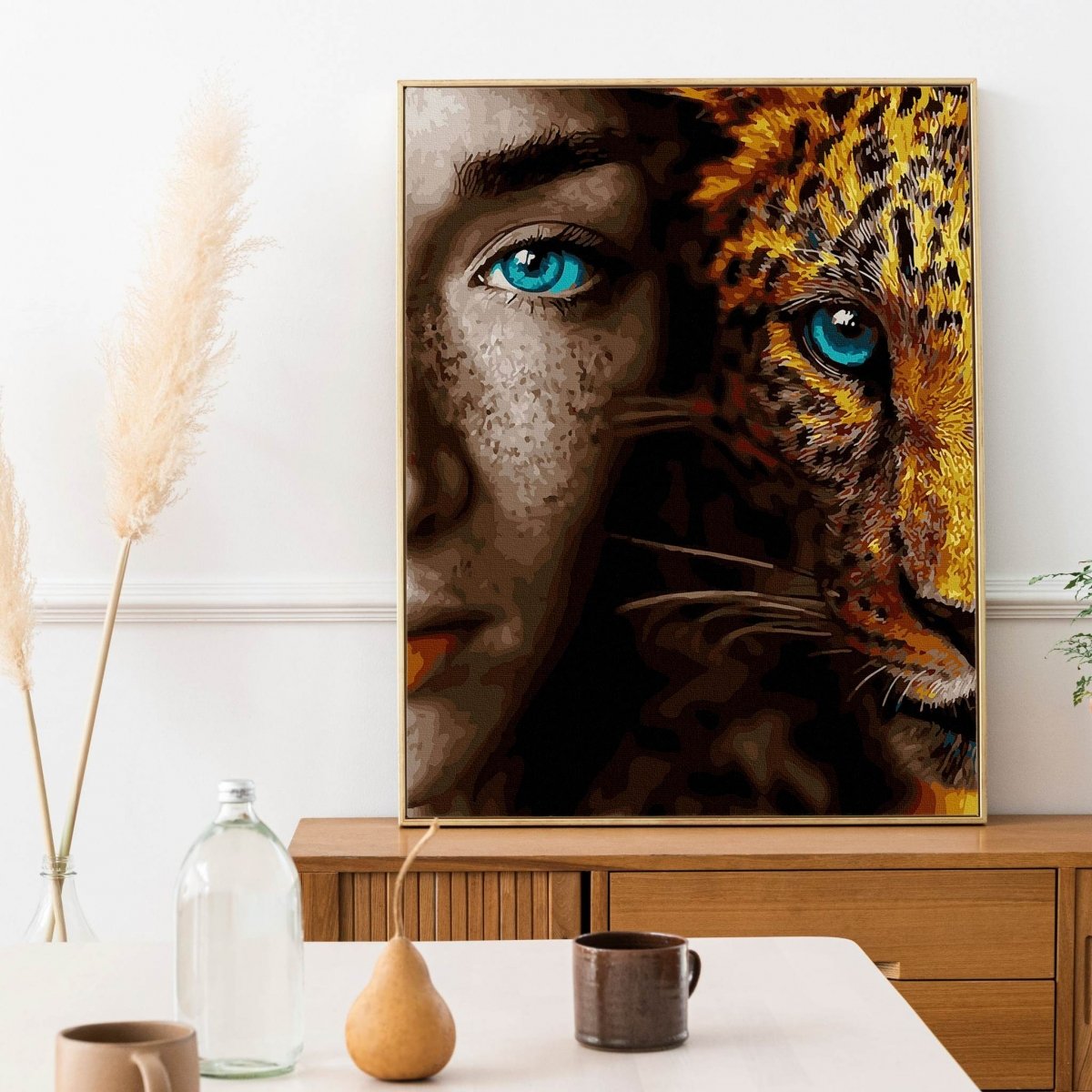 Malowanie Po Numerach Zestaw Jaguar i Dziewczyna 40x50