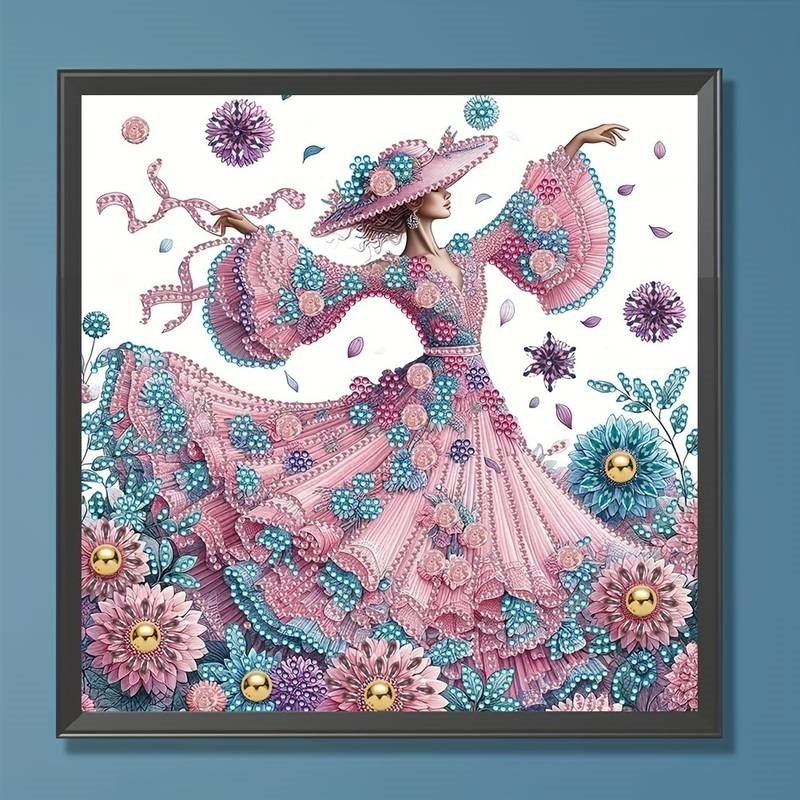 Haft Diamentowy Kobieta i Magia Kwiatów 30x30 cm