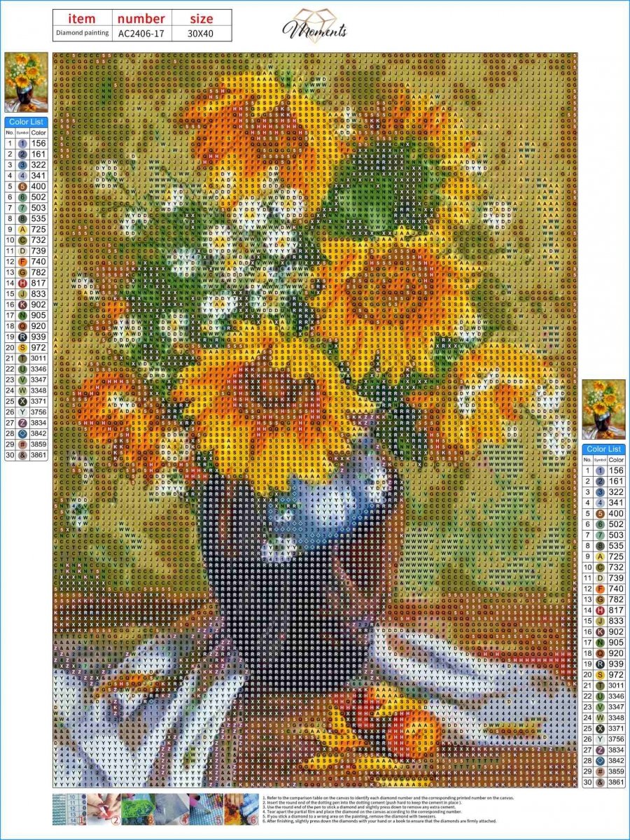 Haft Diamentowy Słoneczne Kwiaty 30x40 cm