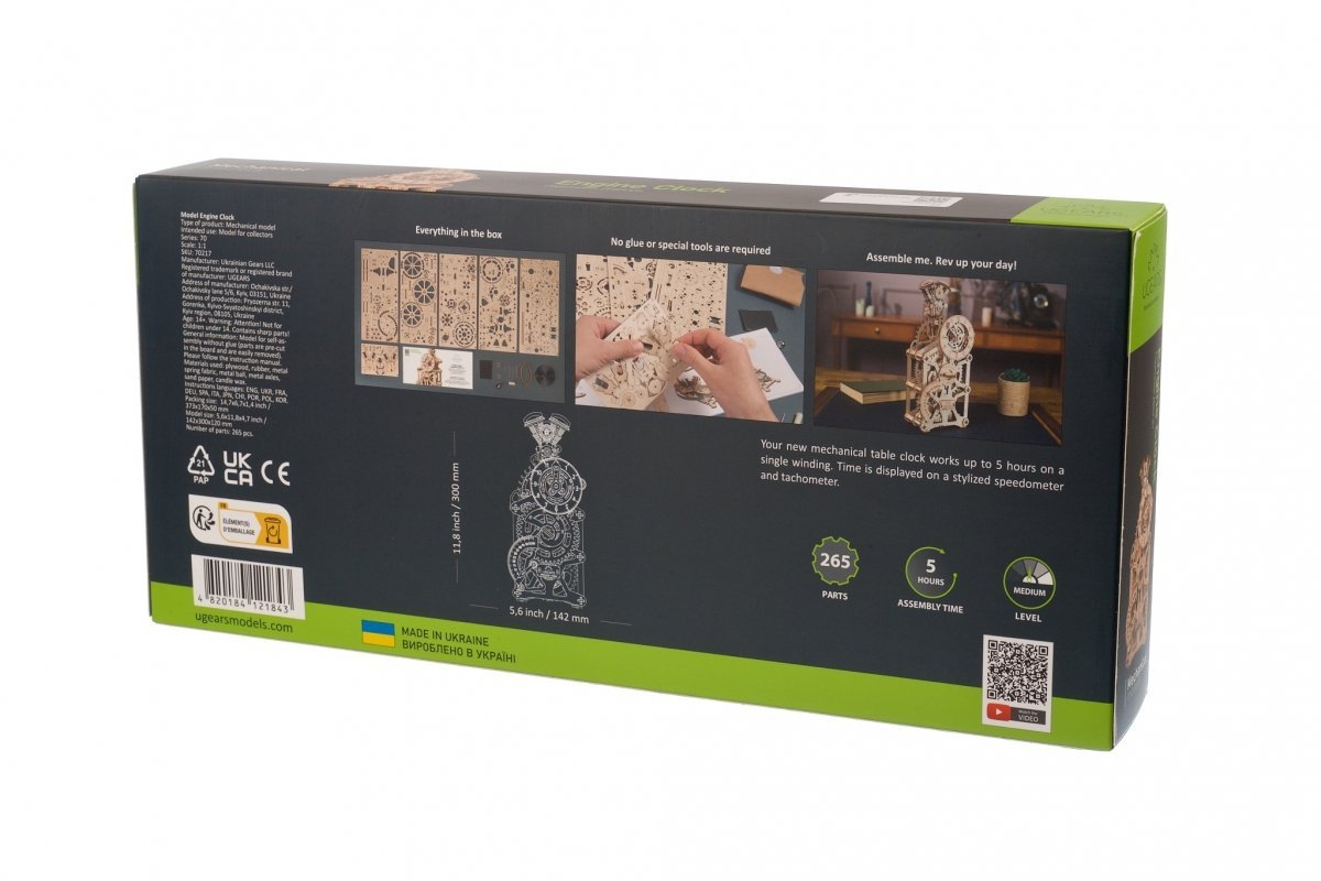 Puzzle 3D Drewniane Zegar Engine Clock uGEARS