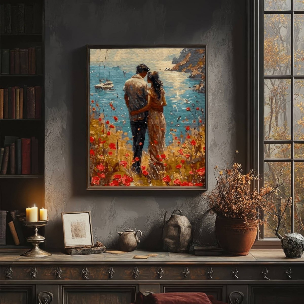 Malowanie Po Numerach Zestaw Morze i Maki 40x50